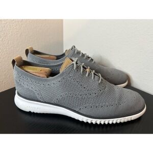 Cole Haan Zerogrand Stitchlite Wingtip Oxford Mens 10 M Grey Knit Dress Shoes